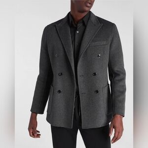 Express Charcoal Double-Breasted Pea Coat